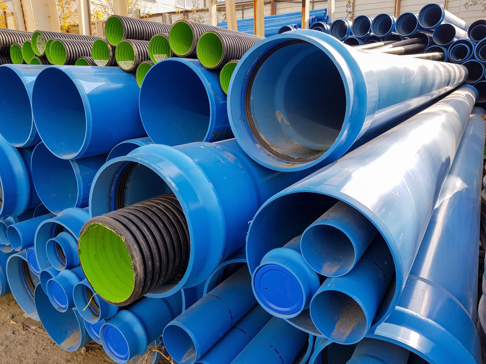 Blue PVC tubes in storage Plastic tubes Coastal Resources Group
