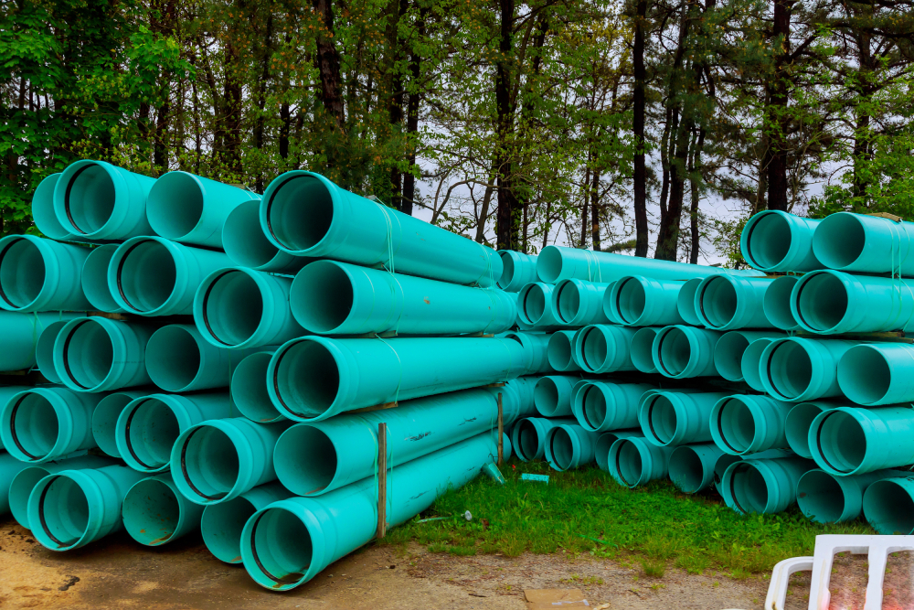 Green plastic pvc pipe
