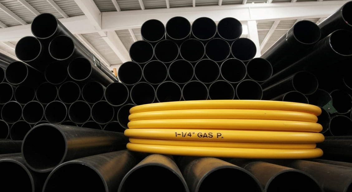 steel metal pipe stack inside factory