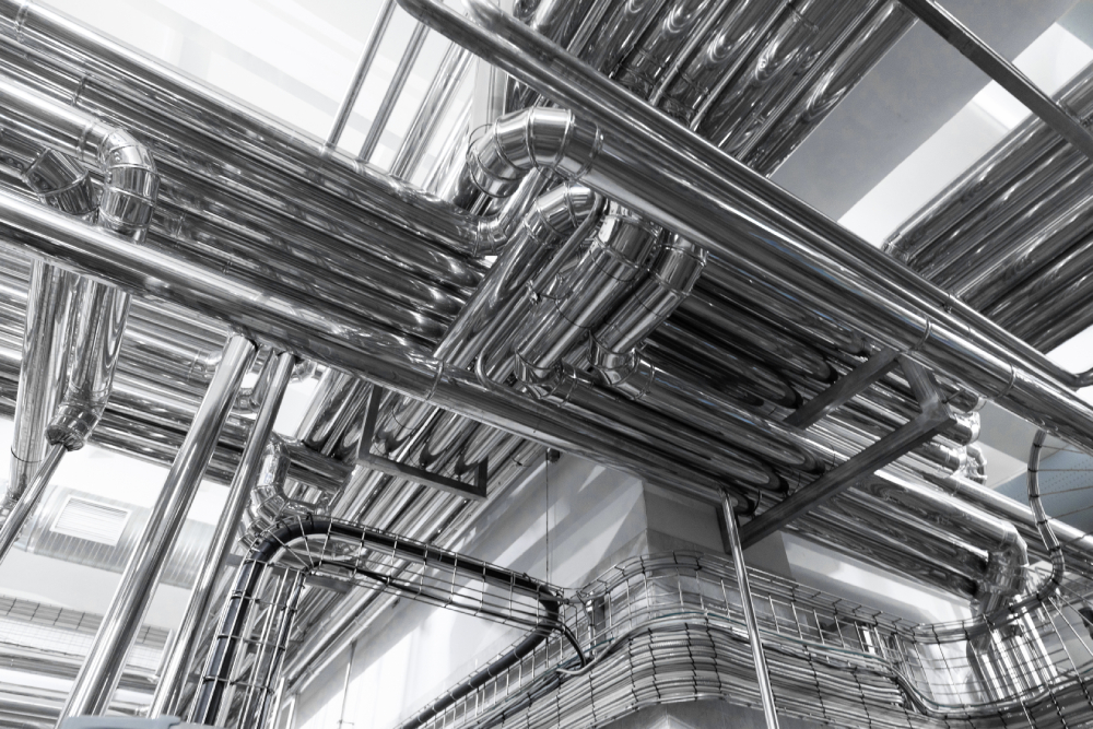 Industrial use of 316 stainless steel pipes in a chemical plant