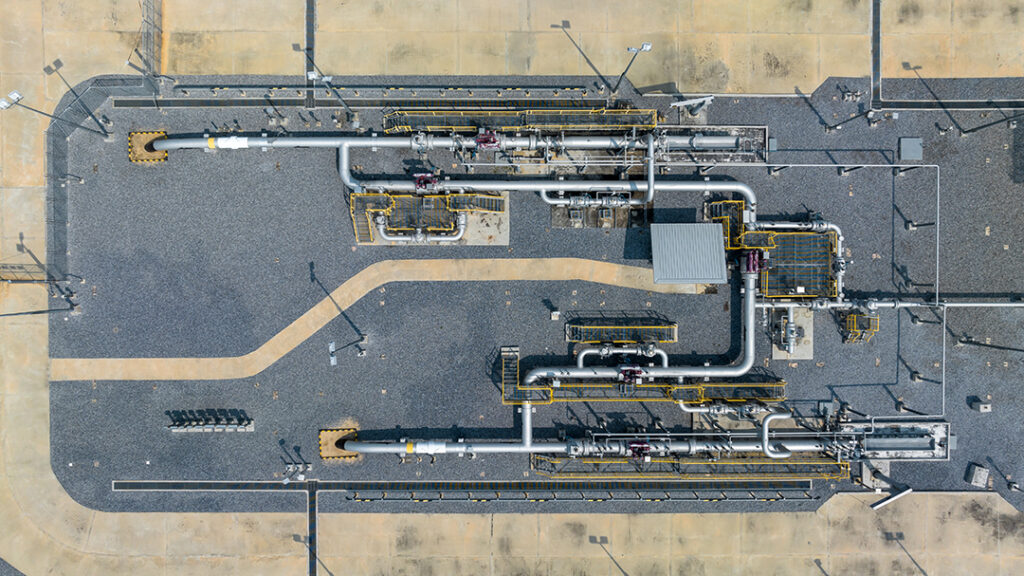 aerial top view gas control station equipment Coastal Resources Group