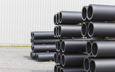 HDPE pipes stacked for industrial use