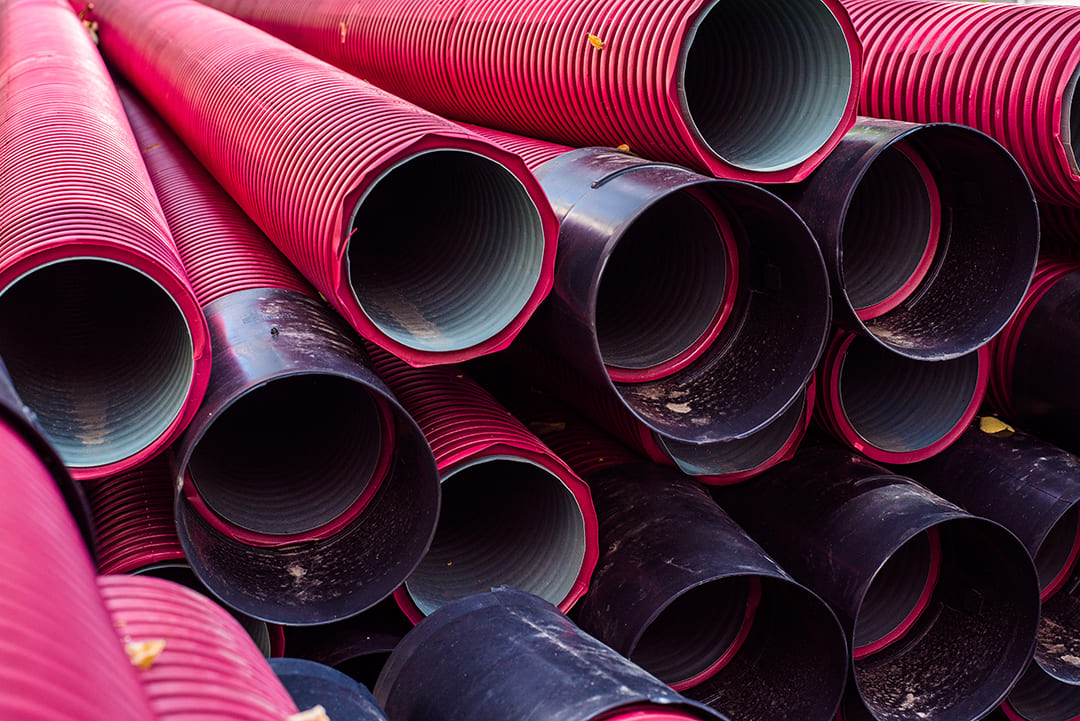 steel metal pipe stack inside factory