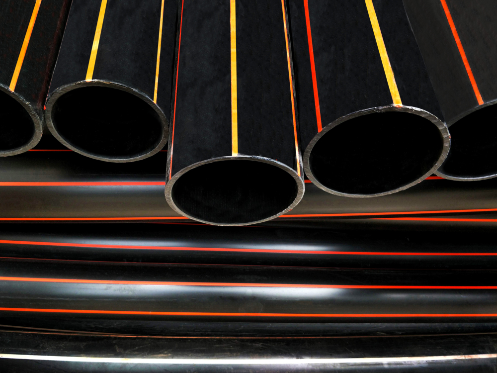 pile of hdpe pipes conduit for underground